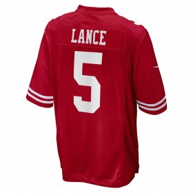 San Francisco 49ers Tröjor Trey Lance 5 Nike Röd 2021 NFL Draft - Herr